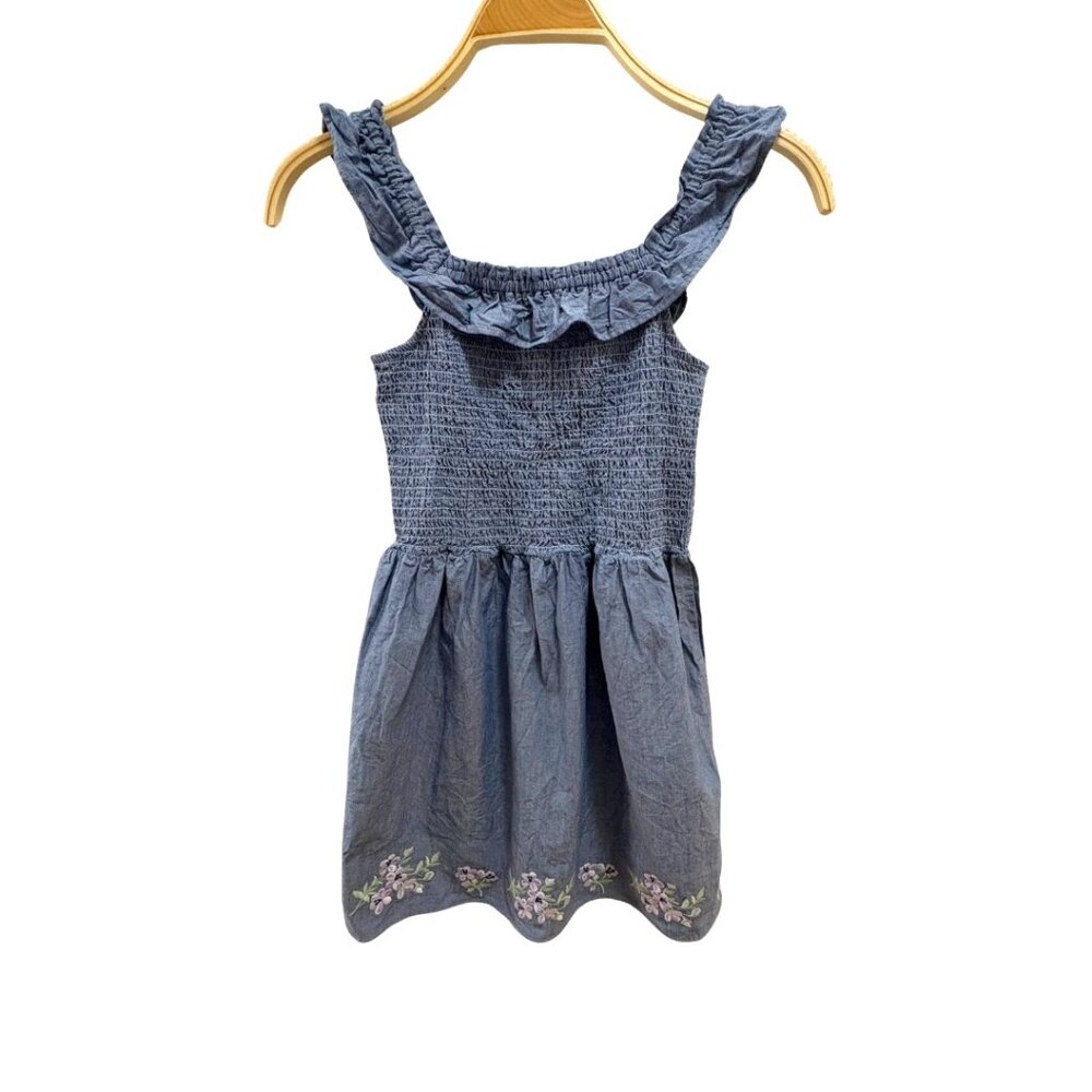 Girls Chambray Sundress with Embroidery size 12